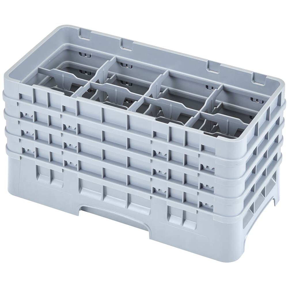 Cambro 8HS800151 Camrack Glass Rack - Half Size, (4)Extenders, 8 Compartment, Soft Gray