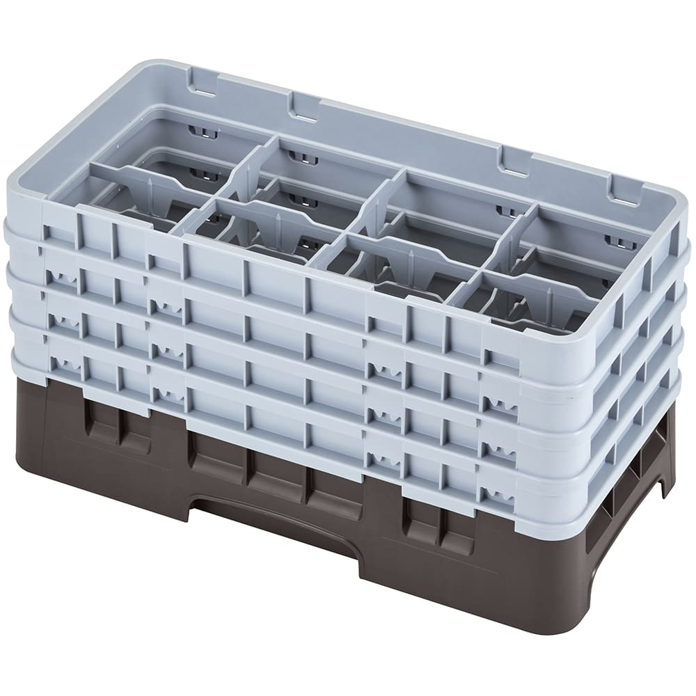 Cambro 8HS800167 Camrack Glass Rack - Half Size, (4)Extenders, 8 Compartments, Brown