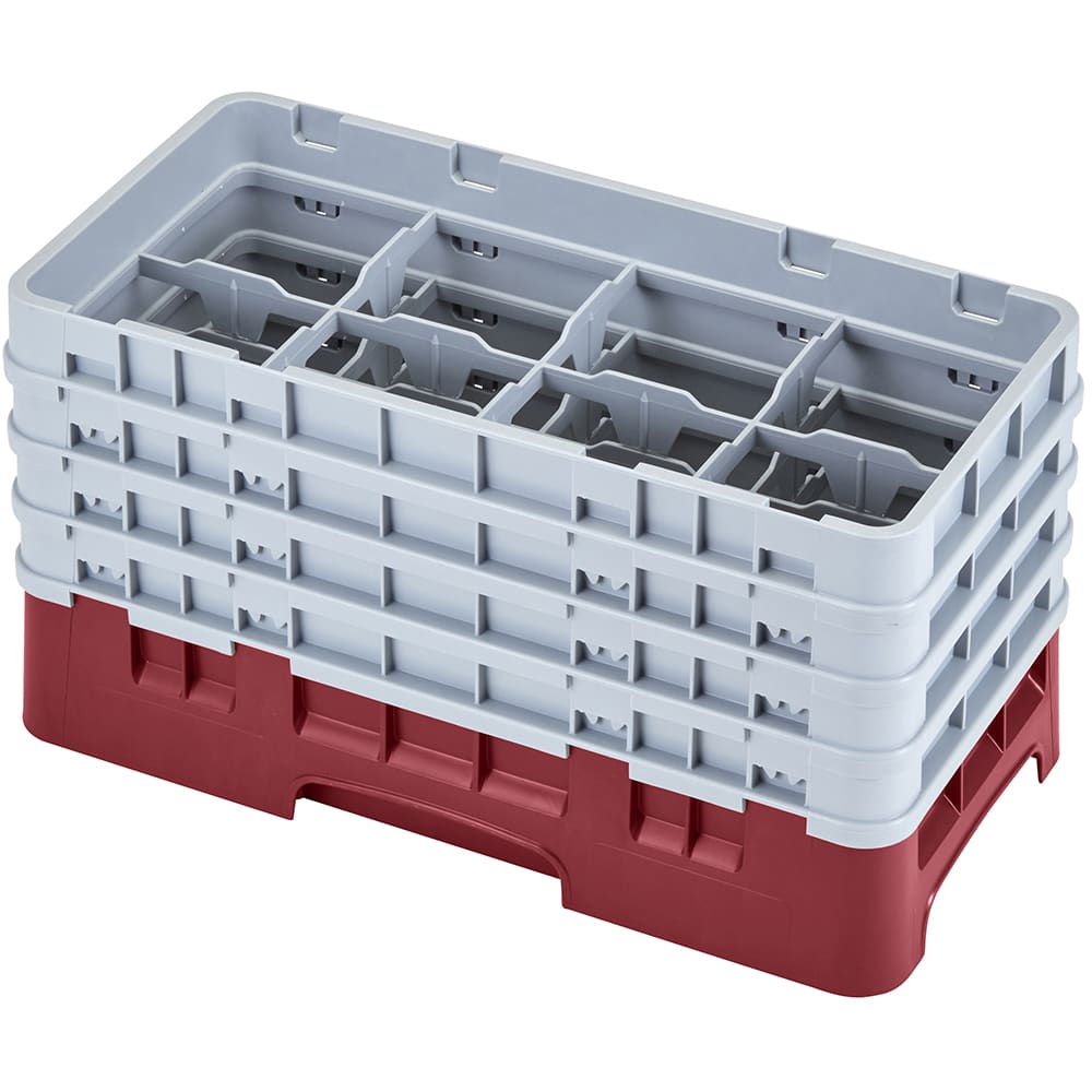 Cambro 8HS800416 Camrack Glass Rack - Half Size, (4)Extenders, 8 Compartments, Cranberry