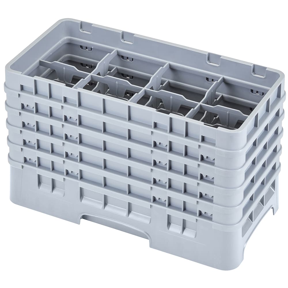 Cambro 8HS958151 Camrack Glass Rack - Half Size, (5)Extenders, 8 Compartment, Soft Gray