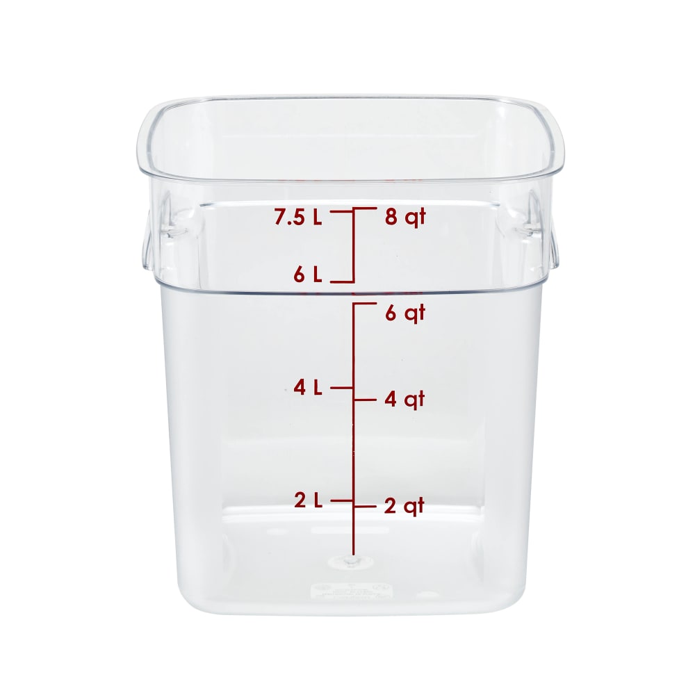 Cambro 8SFSPROCW135 8 qt FreshPro Square Food Storage Container - CamSquare®, Polycarbonate, Red Graduation