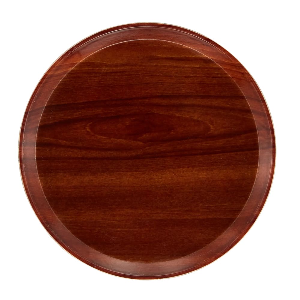 Cambro 900308 9" Round Serving Camtray - Fiberglass, Burma Teak