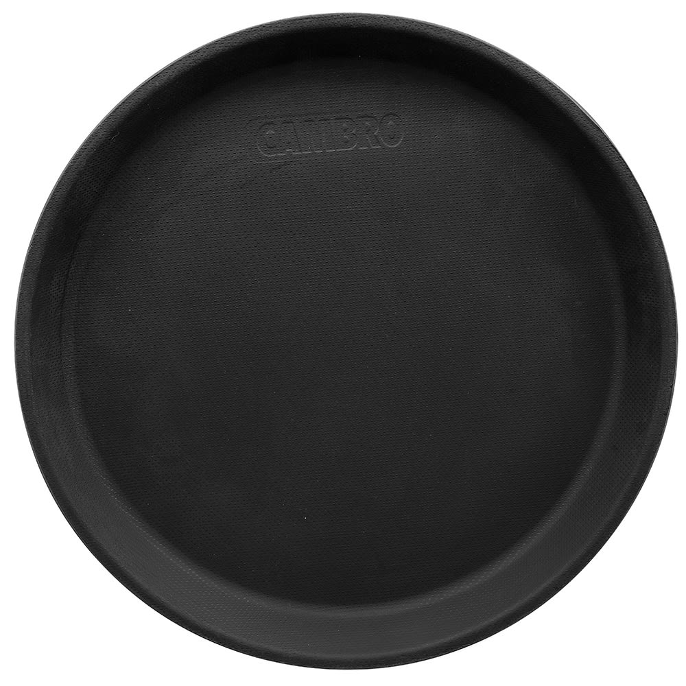Cambro 900CT110 9" Round Camtread Serving Tray - Fiberglass, Black Satin