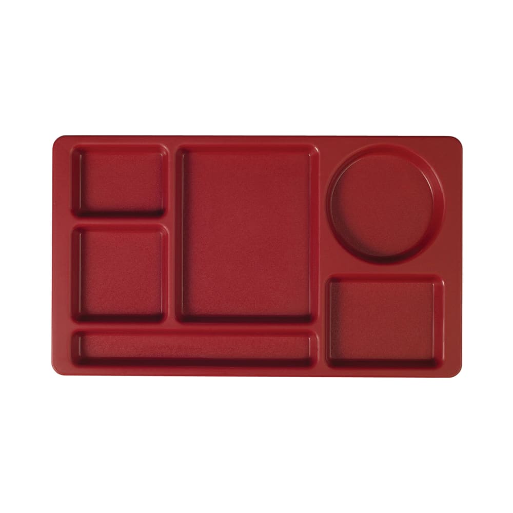 Cambro 915CP416 Plastic Rectangular Tray w/ (6) Compartments, 8 3/4" x 15", Cranberry