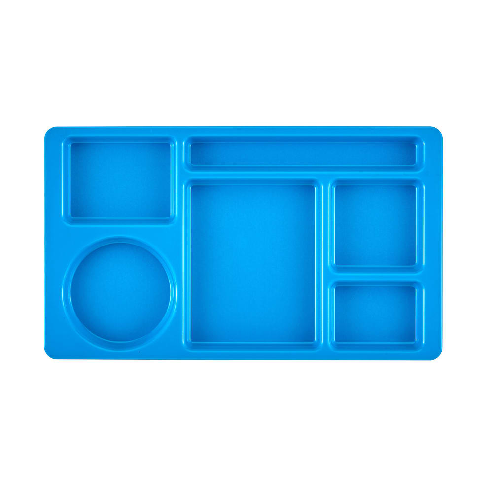Cambro 915CW168 Plastic Rectangular Tray w/ (6) Compartments, 8 3/4" x 15", Blue