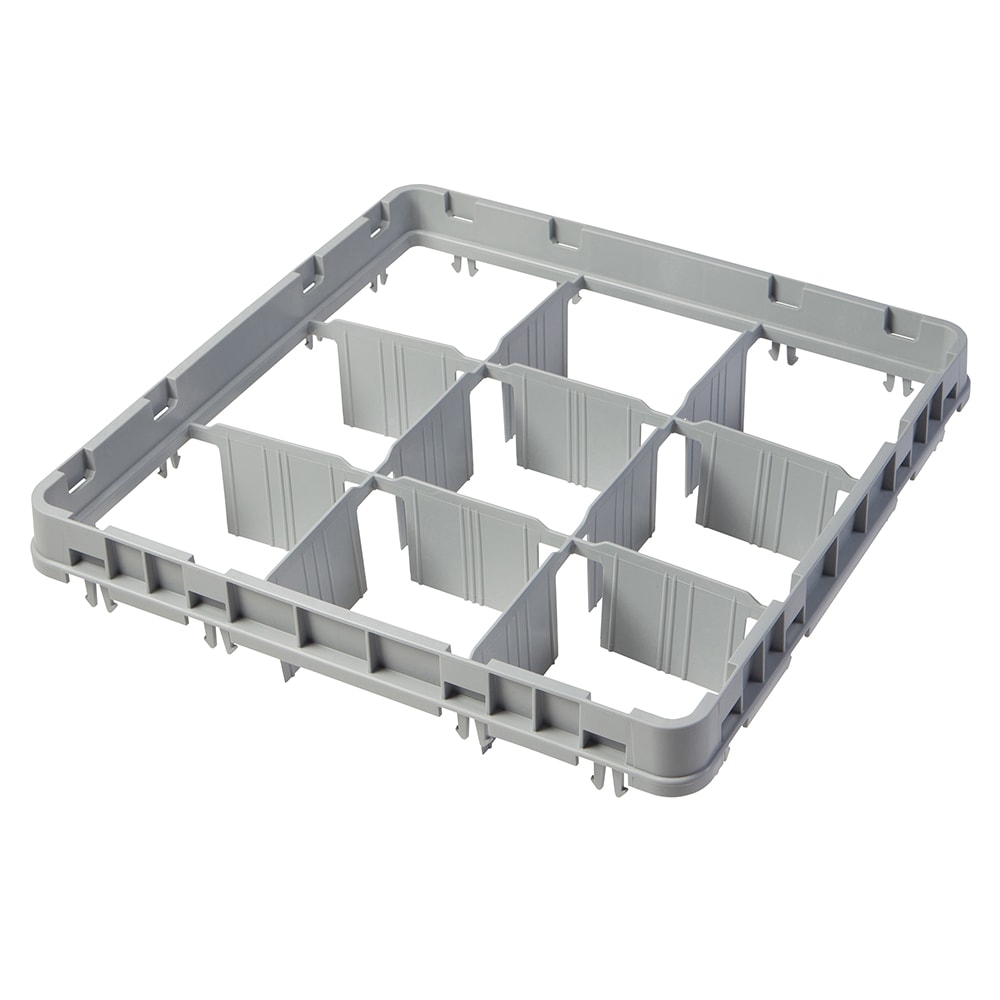 Cambro 9E1151 Full Size Glass Rack Extender w/ (9) Compartments - Full Drop, Soft Gray