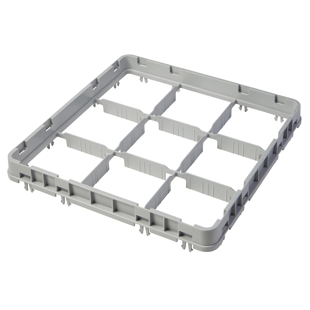 Cambro 9E2151 Full Size Glass Rack Extender w/ (9) Compartments - Half Drop, Soft Gray