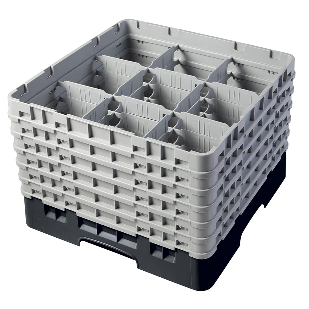 Cambro 9S1114110 Camrack® Glass Rack w/ (9) Compartments - (6) Extenders, Black