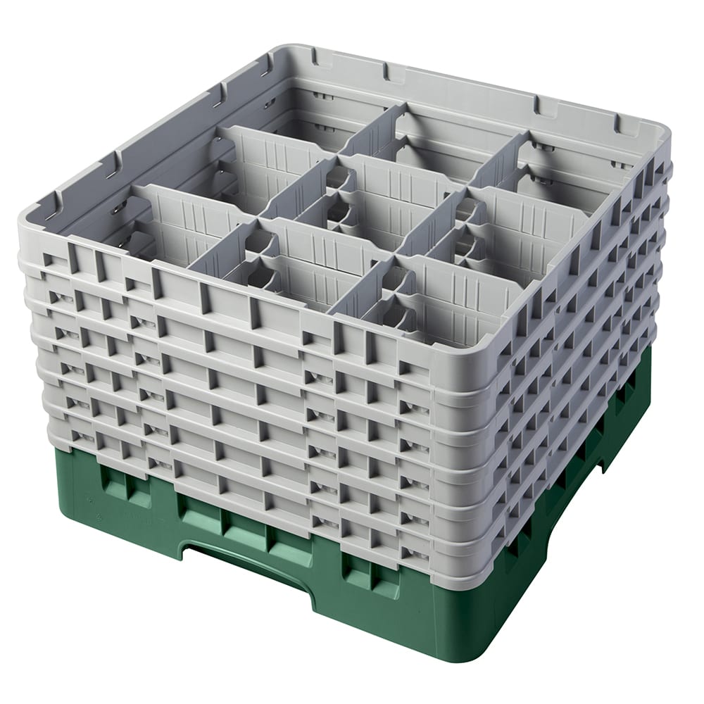 Cambro 9S1114119 Camrack® Glass Rack w/ (9) Compartments - (6) Extenders, Sherwood Green