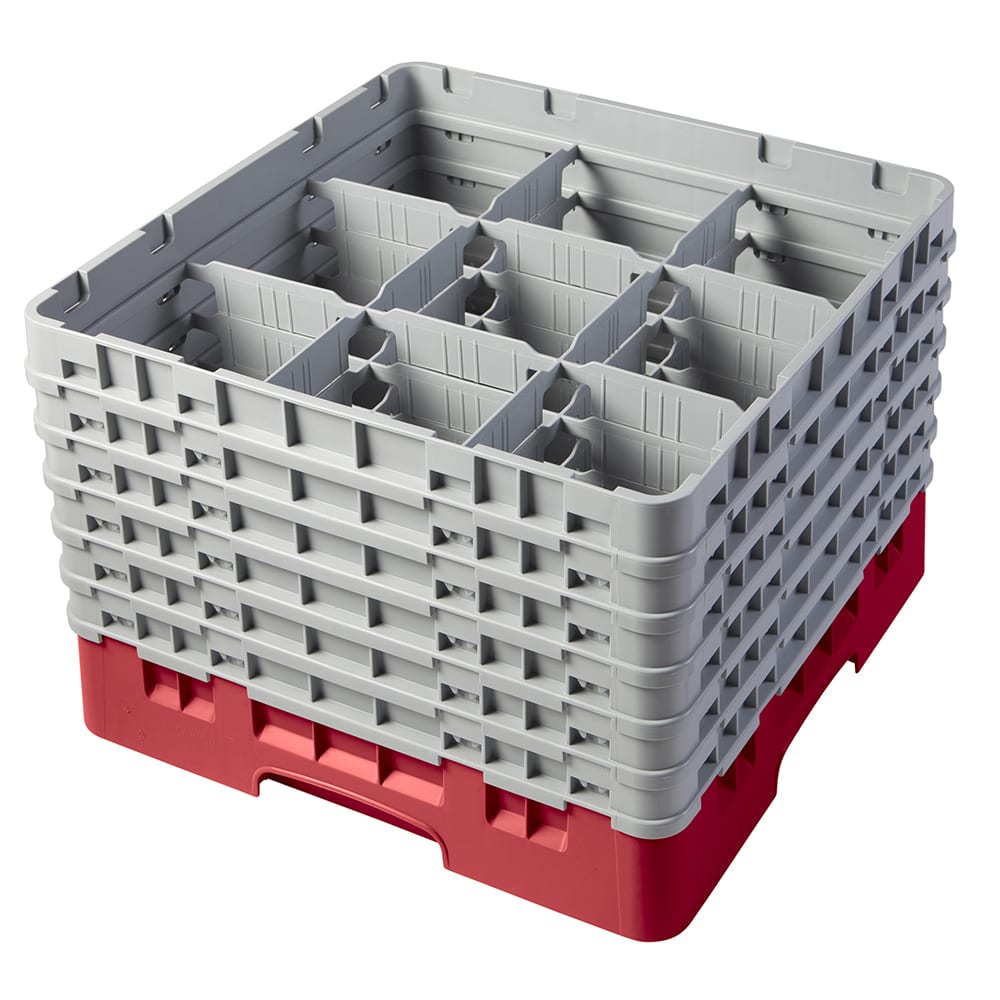Cambro 9S1114163 Camrack® Glass Rack w/ (9) Compartments - (6) Extenders, Red
