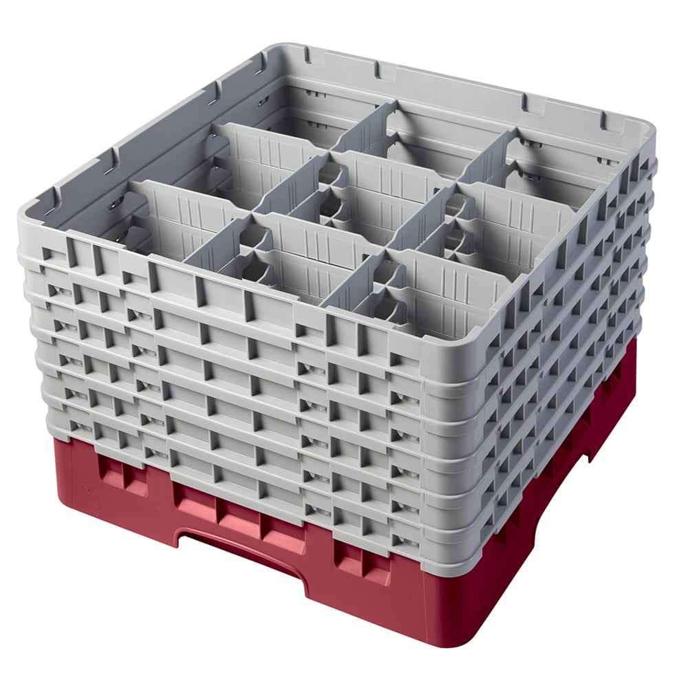 Cambro 9S1114416 Camrack® Glass Rack w/ (9) Compartments - (6) Extenders, Cranberry