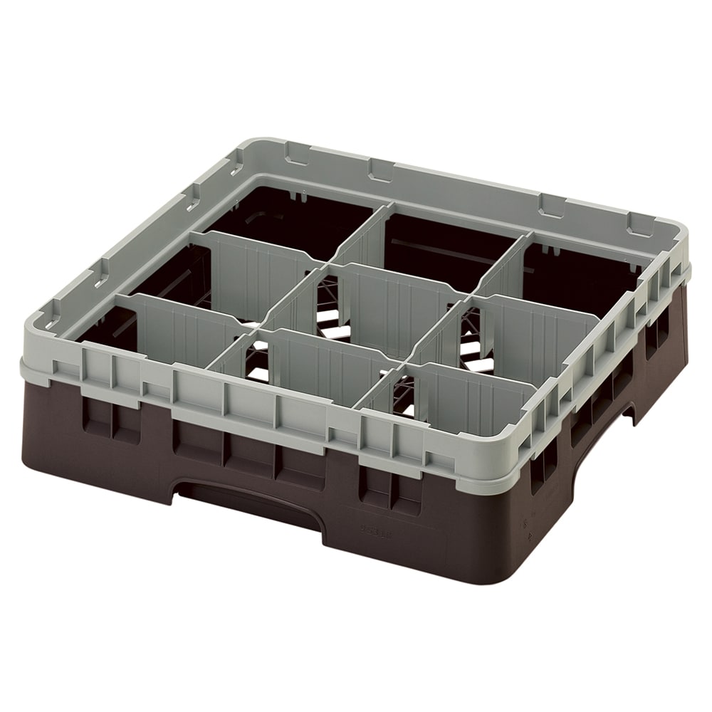 Cambro 9S318167 Camrack® Glass Rack w/ (9) Compartments - (1) Gray Extender, Brown
