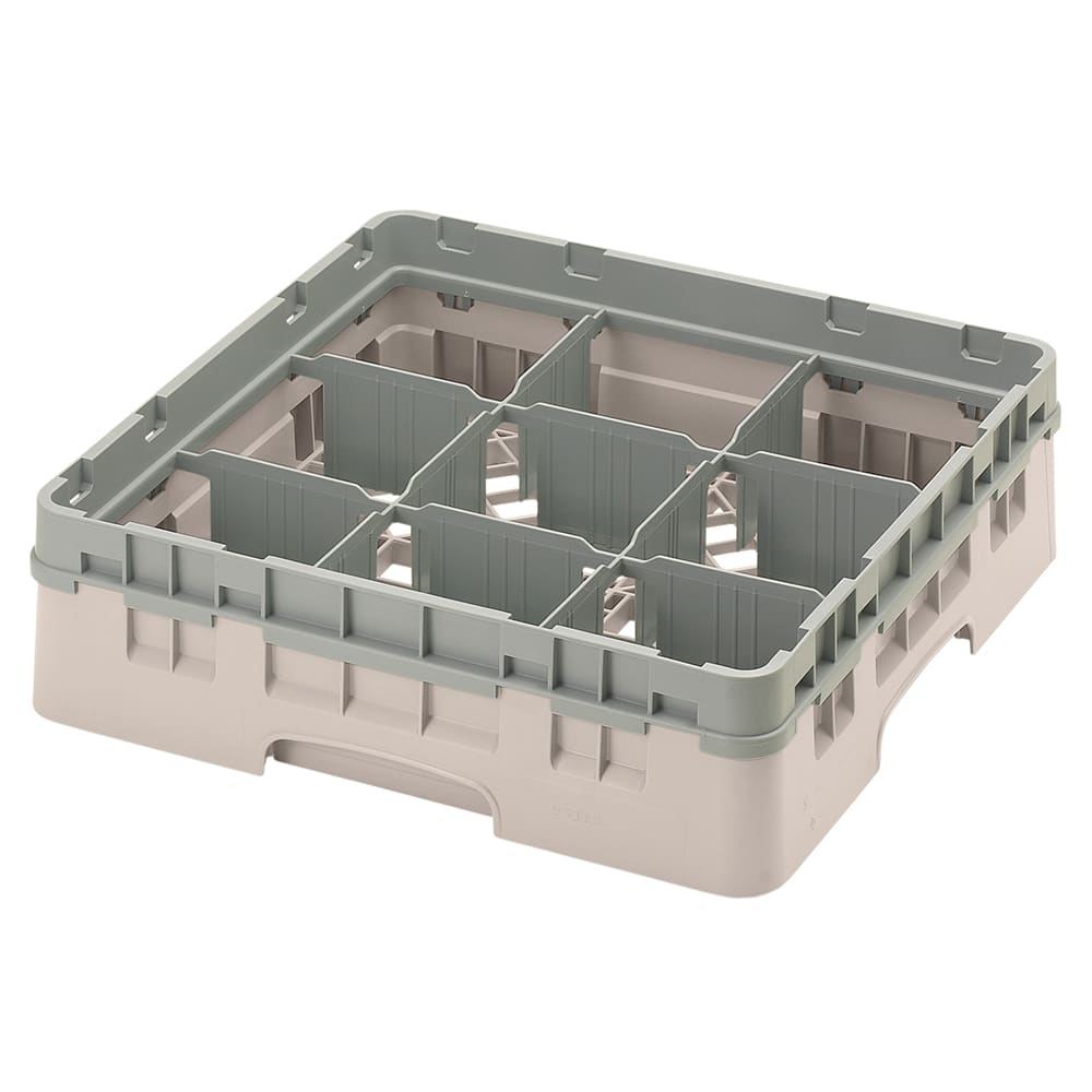 Cambro 9S318184 Camrack® Glass Rack w/ (9) Compartments - (1) Gray Extender, Beige
