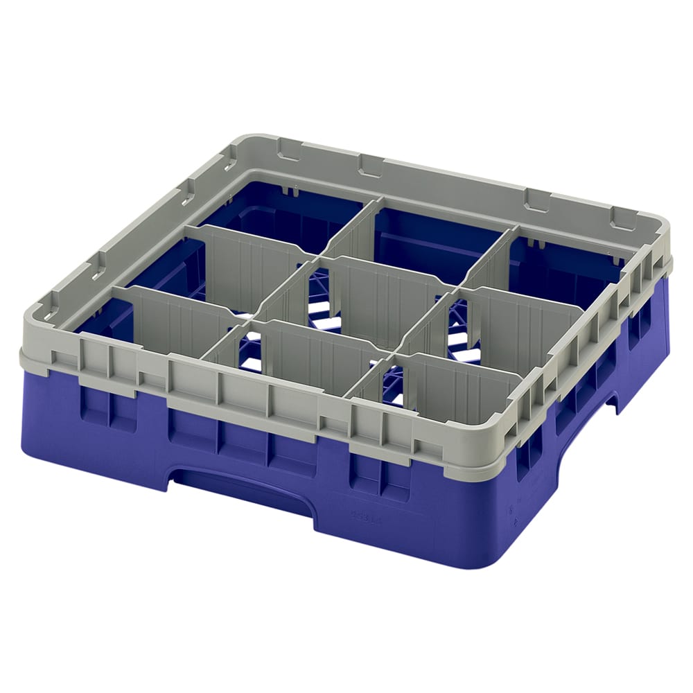 Cambro 9S318186 Camrack® Glass Rack w/ (9) Compartments - (1) Gray Extender, Navy Blue