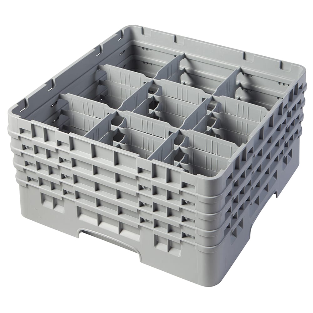Cambro 9S800151 Camrack® Glass Rack w/ (9) Compartments - (4) Gray Extenders, Soft Gray