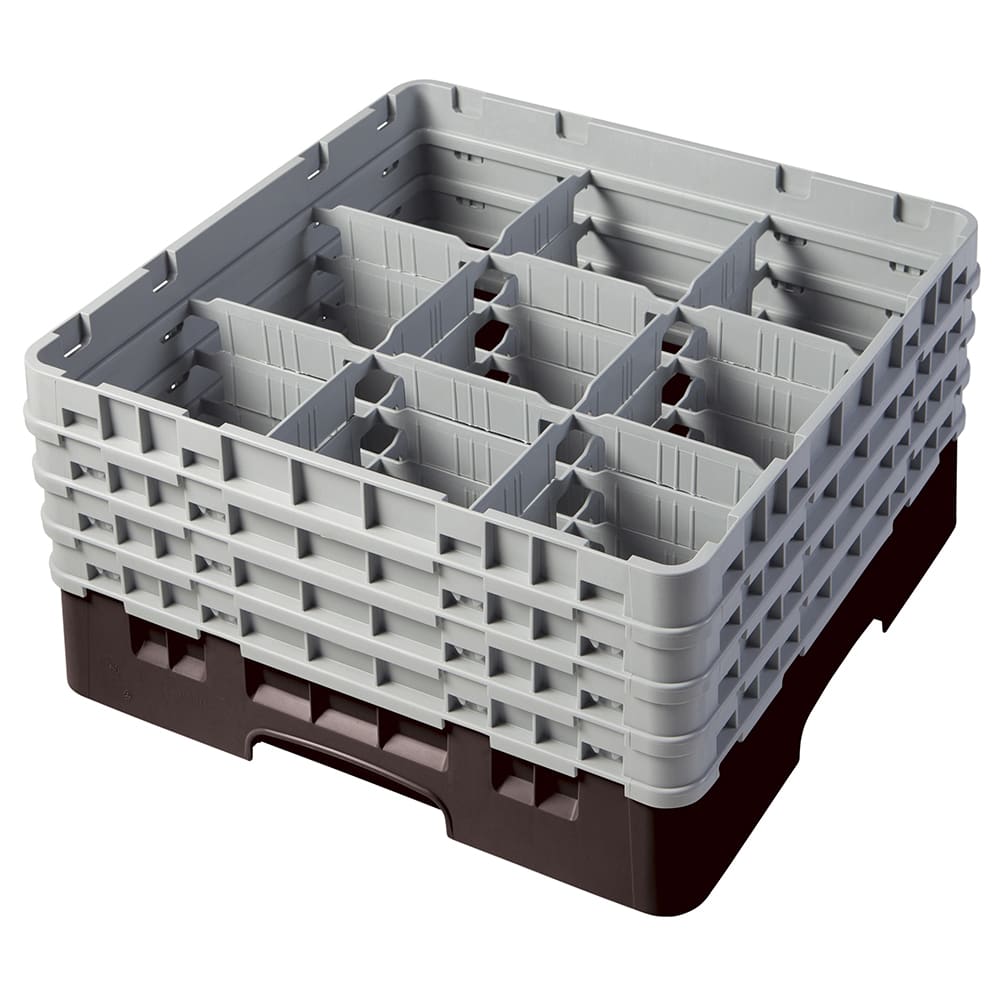 Cambro 9S800167 Camrack® Glass Rack w/ (9) Compartments - (4) Gray Extenders, Brown