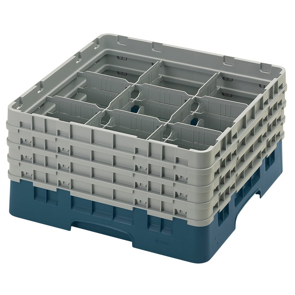 Cambro 9S800414 Camrack® Glass Rack w/ (9) Compartments - (4) Gray Extenders, Teal