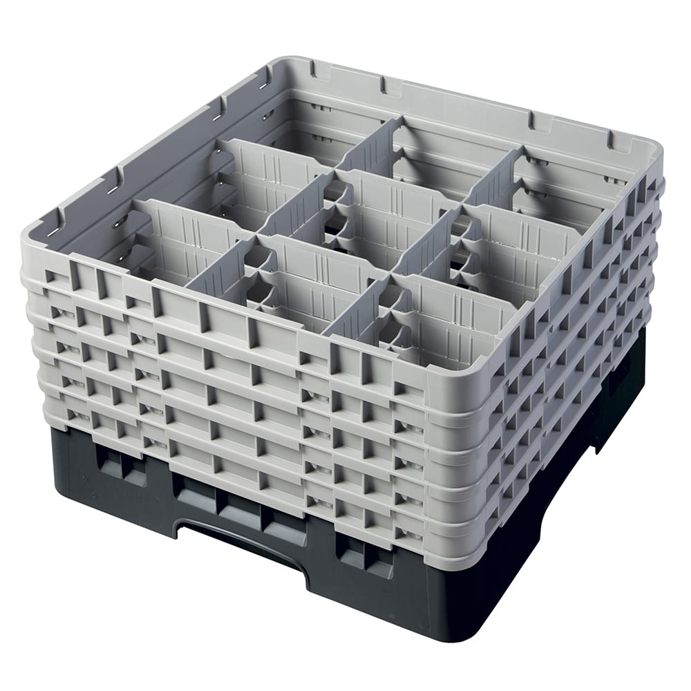 Cambro 9S958110 Camrack® Glass Rack w/ (9) Compartments - (5) Gray Extenders, Black