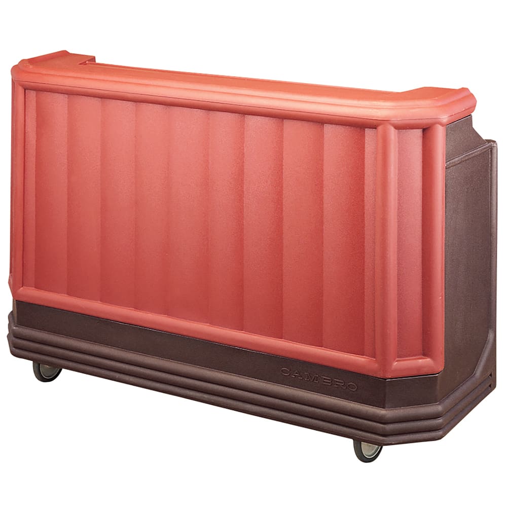 Cambro BAR730189 72 3/4" Portable Bar - 80 lb Ice Sink, Speed Rail, Brown/Mahogany