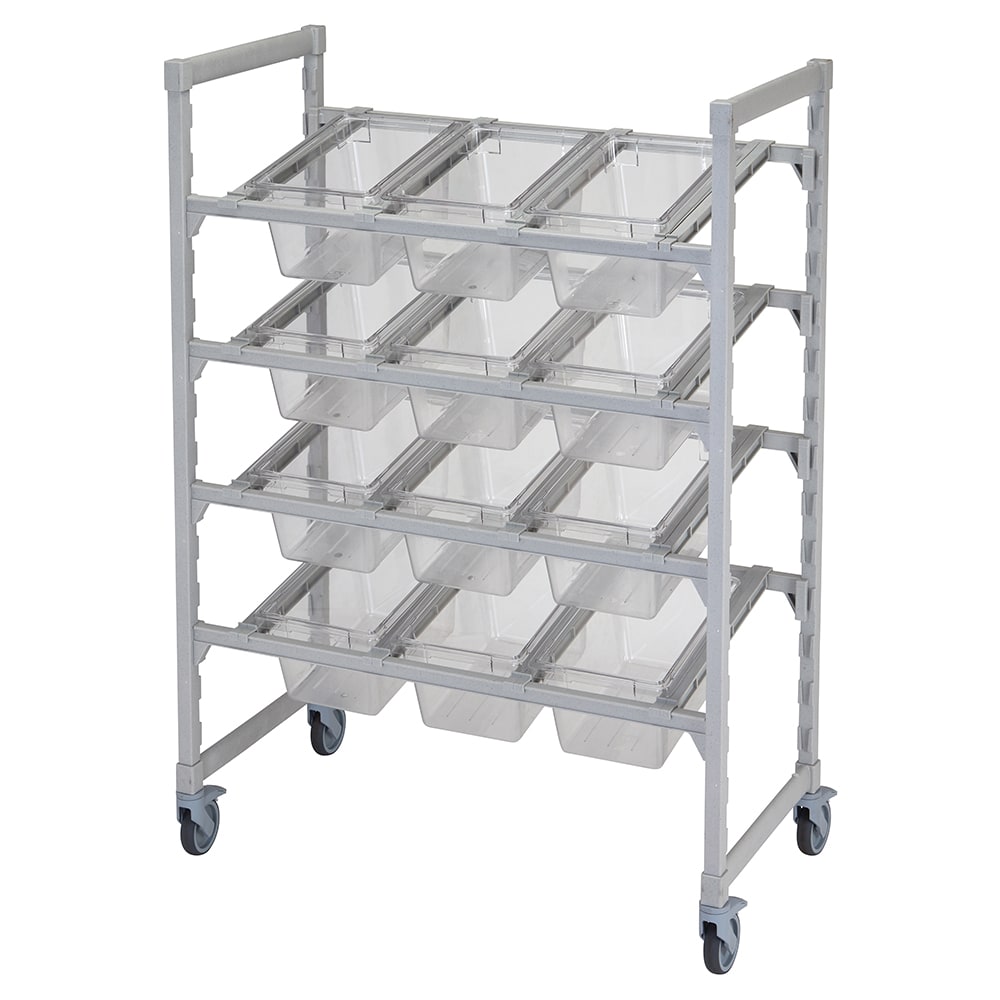 Cambro CPM244867FX1480 Mobile Flex Station Unit w/ (4) Open Shelves - Steel/Poly, Speckled Gray