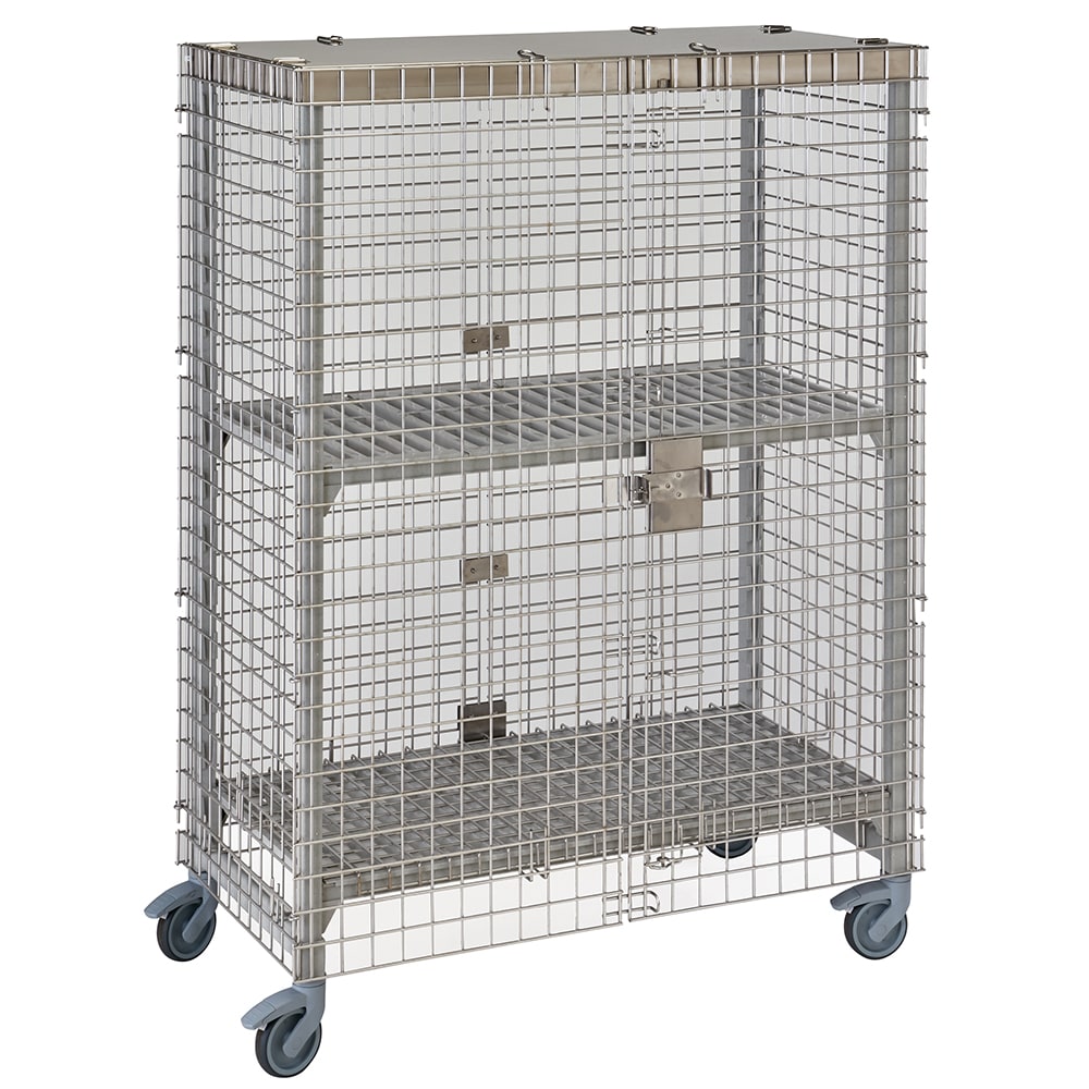 Cambro CPMU244867SUPKG 50 1/4" Camshelving® Premium Mobile Security Cage - 26 3/4"W, Stainless Steel