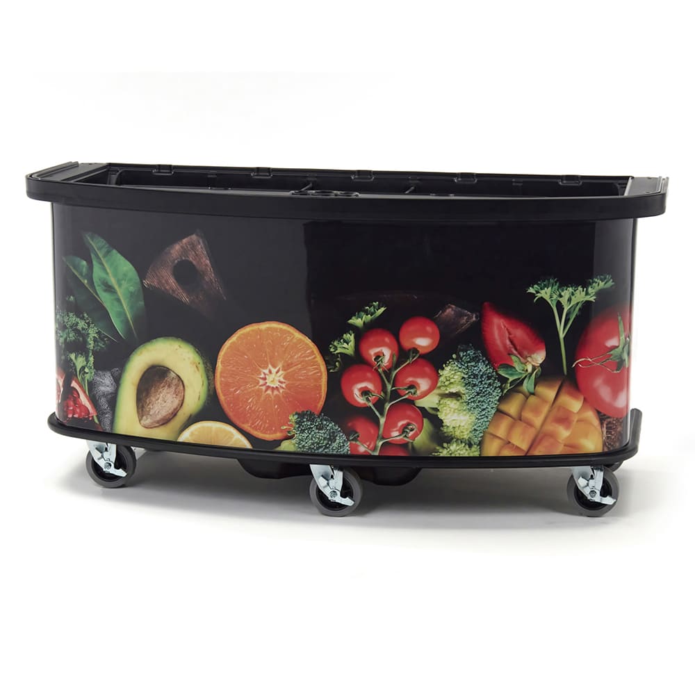 Cambro CVC75BW15 75"W Open Well Vending Cart w/ Umbrella Hole - Polyethylene, Fruit & Veggie Wrap