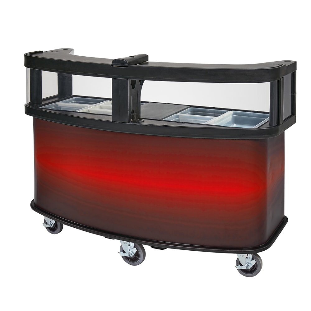 Cambro CVC75W11 75"W Open Well Vending Cart w/ Safety Barrier & Umbrella Hole - Polyethylene, Red