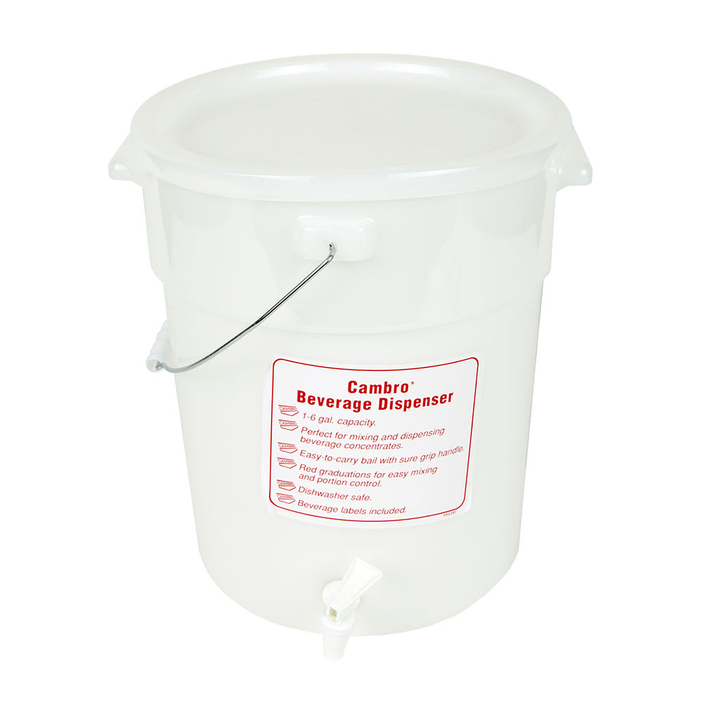 Cambro DSPR6148 6 gal Beverage Dispenser - Plastic Container, No Base