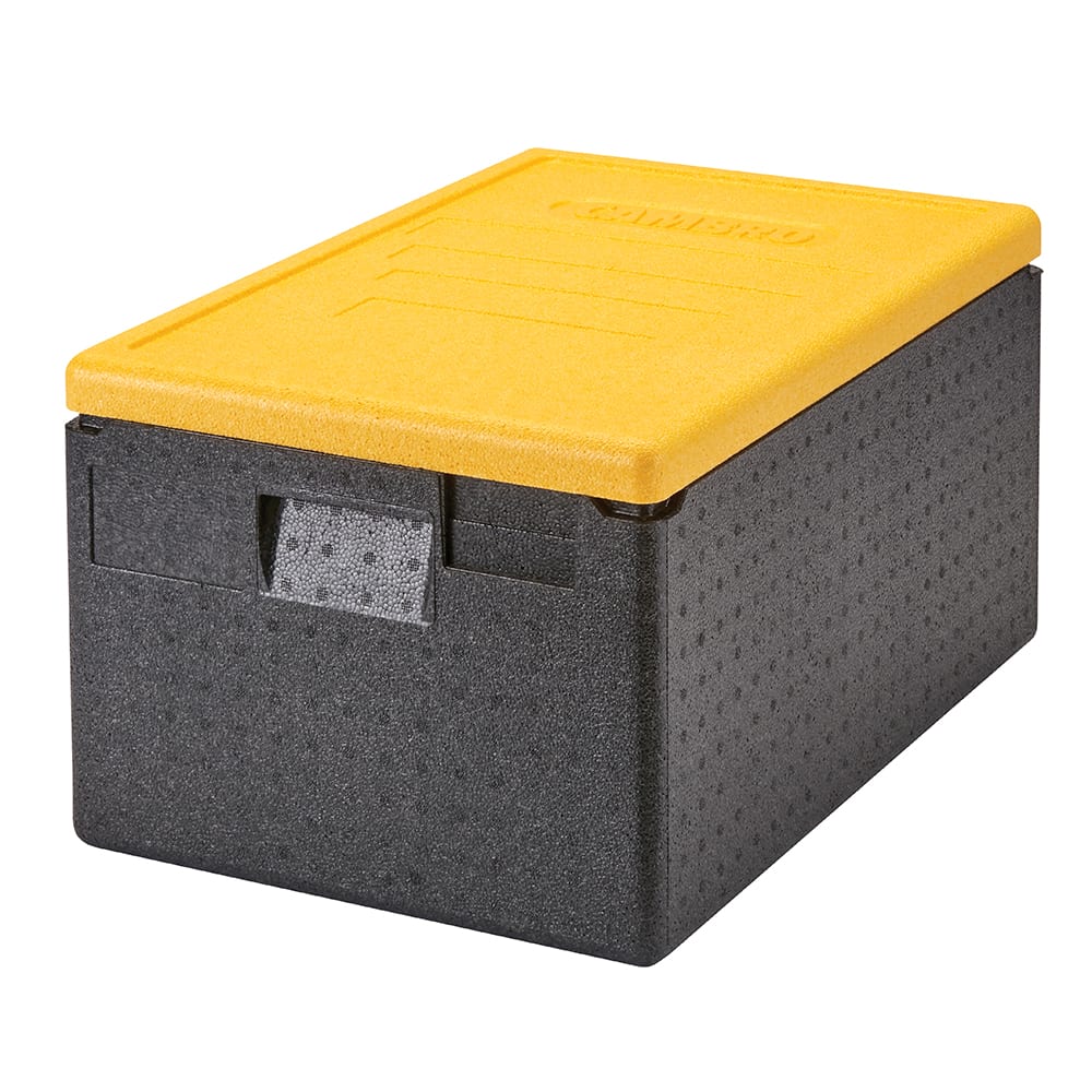 Cambro EPP180CLSW361 GoBox™ Insulated Food Carrier - 48 3/5 qt w/ (1) Pan Capacity, Black w/ Yellow Lid