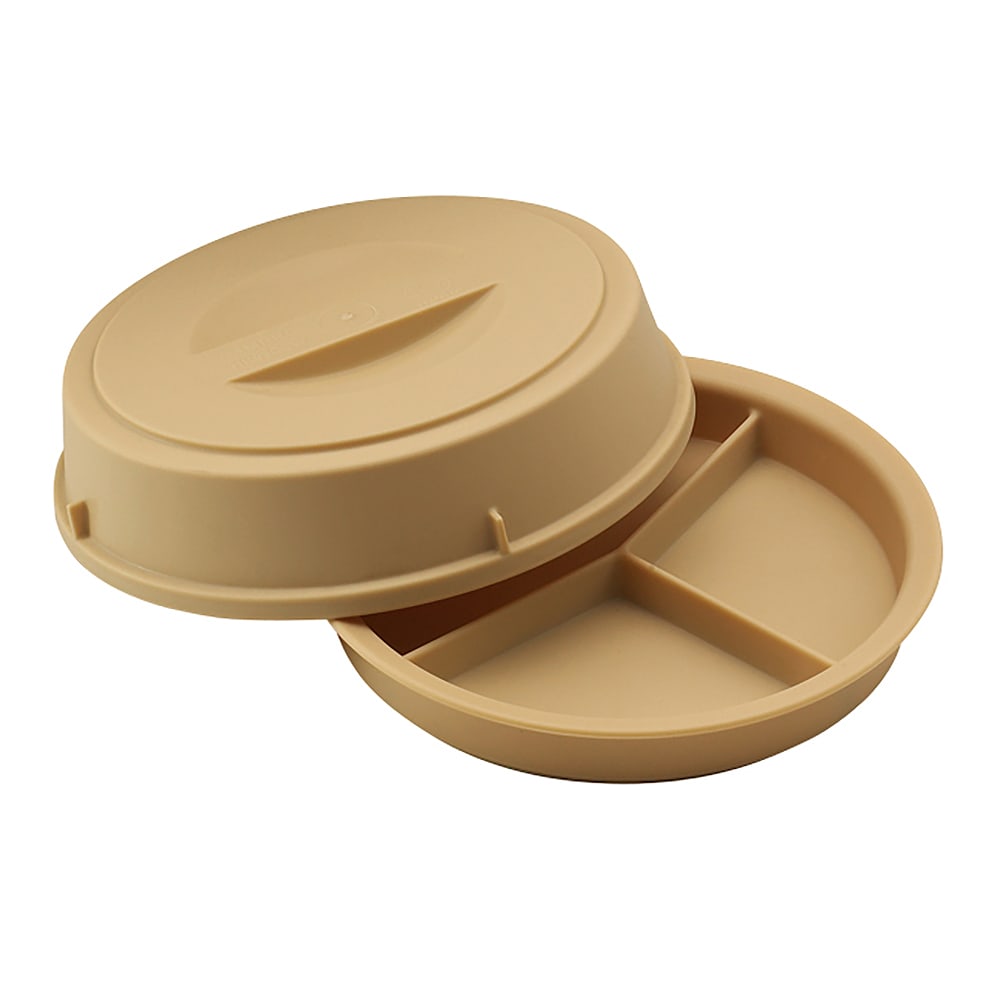 Cambro HK93CW133 9 1/2" Camwear Heat Keeper Base with Cover - 3 Compartment, Beige