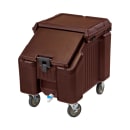 Cambro ICS100L4S131 100 lb SlidingLid™ Insulated Mobile Ice Caddy - Plastic, Dark Brown thumbnail 2