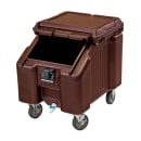 Cambro ICS100L4S131 100 lb SlidingLid™ Insulated Mobile Ice Caddy - Plastic, Dark Brown thumbnail 3