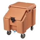 Cambro ICS100L4S157 100 lb SlidingLid™ Insulated Mobile Ice Caddy - Plastic, Coffee Beige thumbnail 2