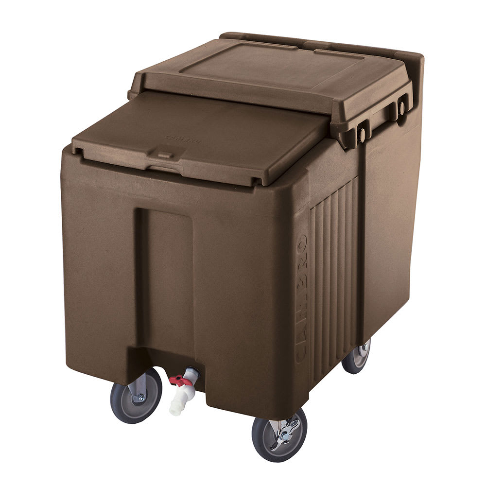 Cambro ICS125L131 125 lb SlidingLid™ Insulated Mobile Ice Caddy - Plastic, Dark Brown