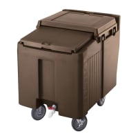 Cambro ICS125L157 125 lb SlidingLid™ Insulated Mobile Ice Caddy - Plastic, Coffee Beige thumbnail 3
