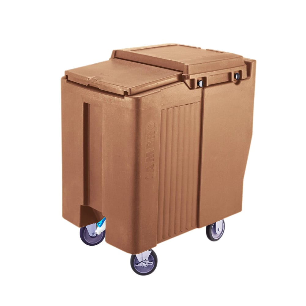 Cambro ICS175T157 175 lb SlidingLid™ Insulated Mobile Ice Caddy - Plastic, Coffee Beige