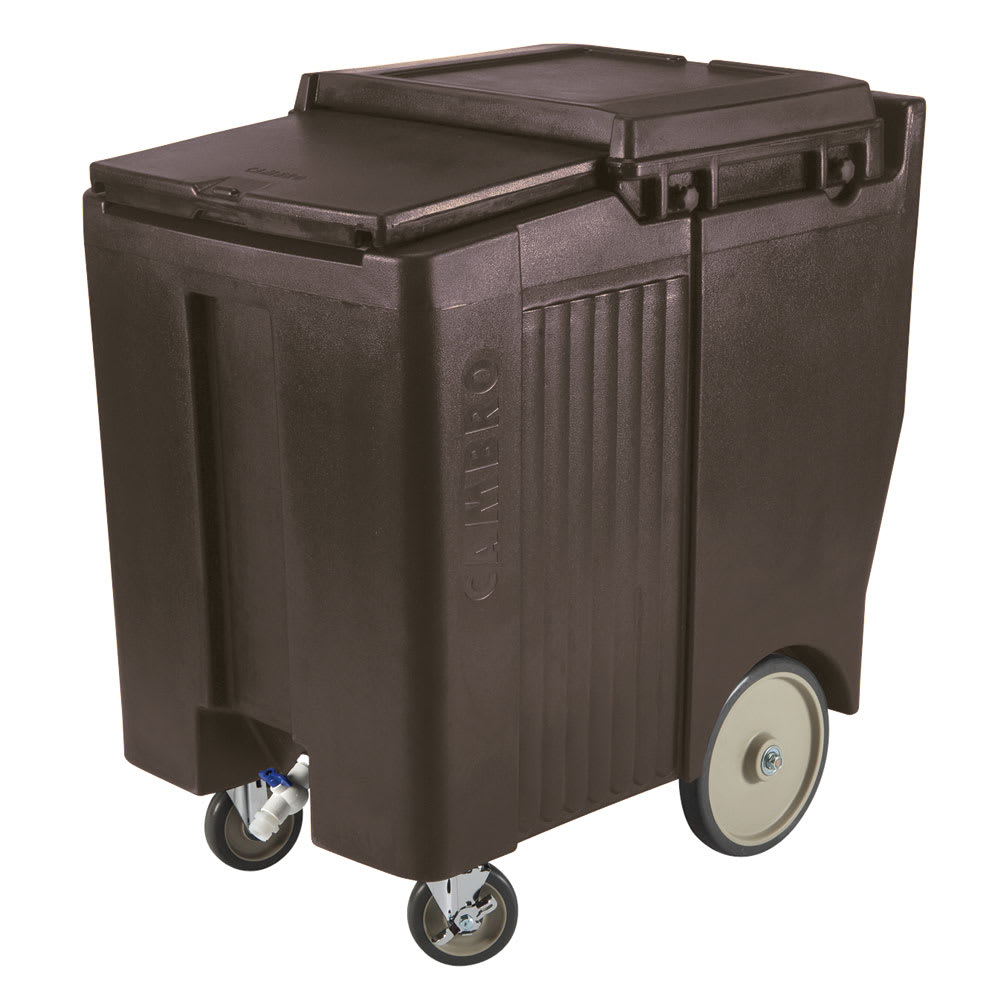 Cambro ICS175TB131 175 lb SlidingLid™ Insulated Mobile Ice Caddy - Plastic, Dark Brown