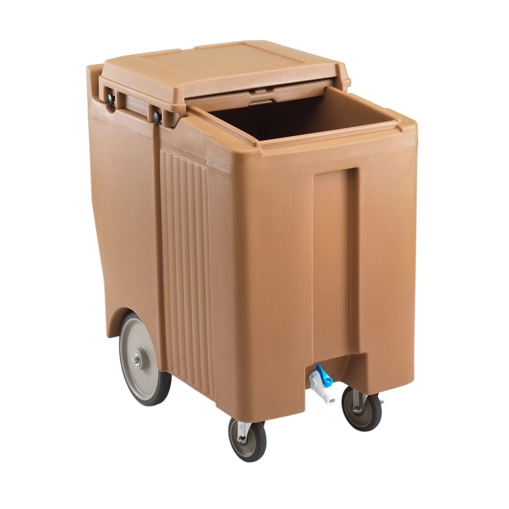 Cambro ICS175TB157 175 lb SlidingLid™ Insulated Mobile Ice Caddy - Plastic, Coffee Beige