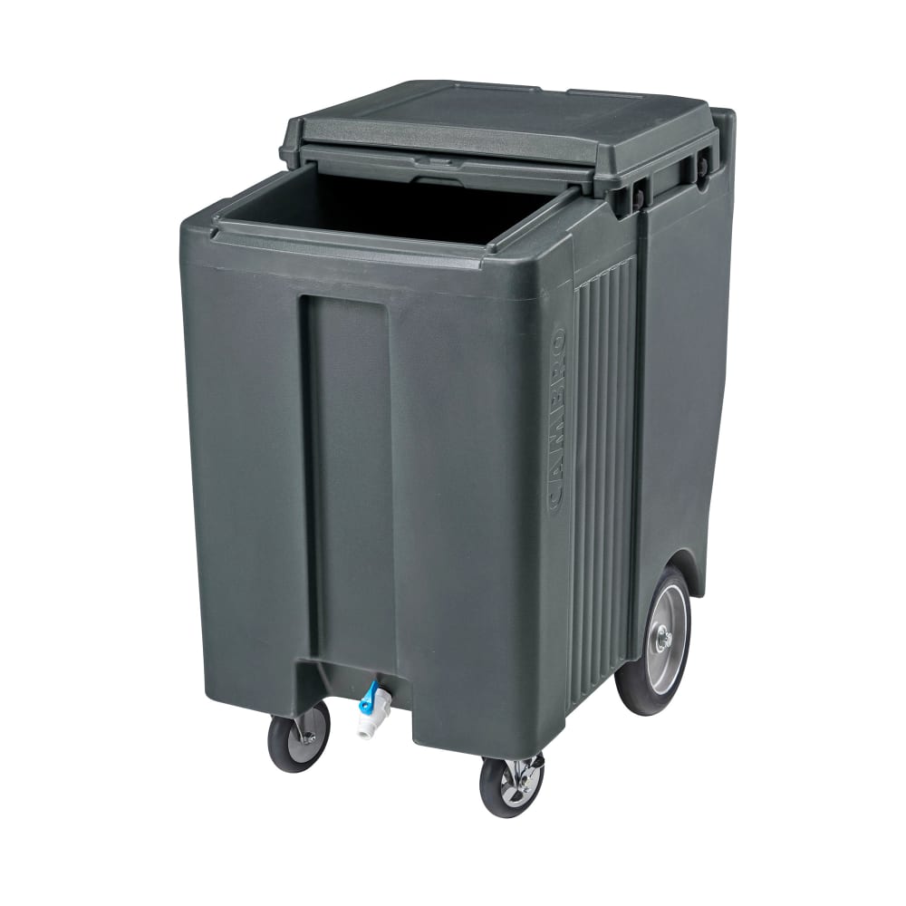 Cambro ICS200TB191 200 lb SlidingLid™ Insulated Mobile Ice Caddy - Plastic, Granite Gray