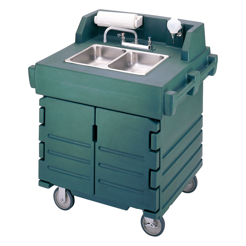 Cambro KSC402519 45 1/2"H Portable Sink Cart w/ (2) 4"D Bowls, Hot Water