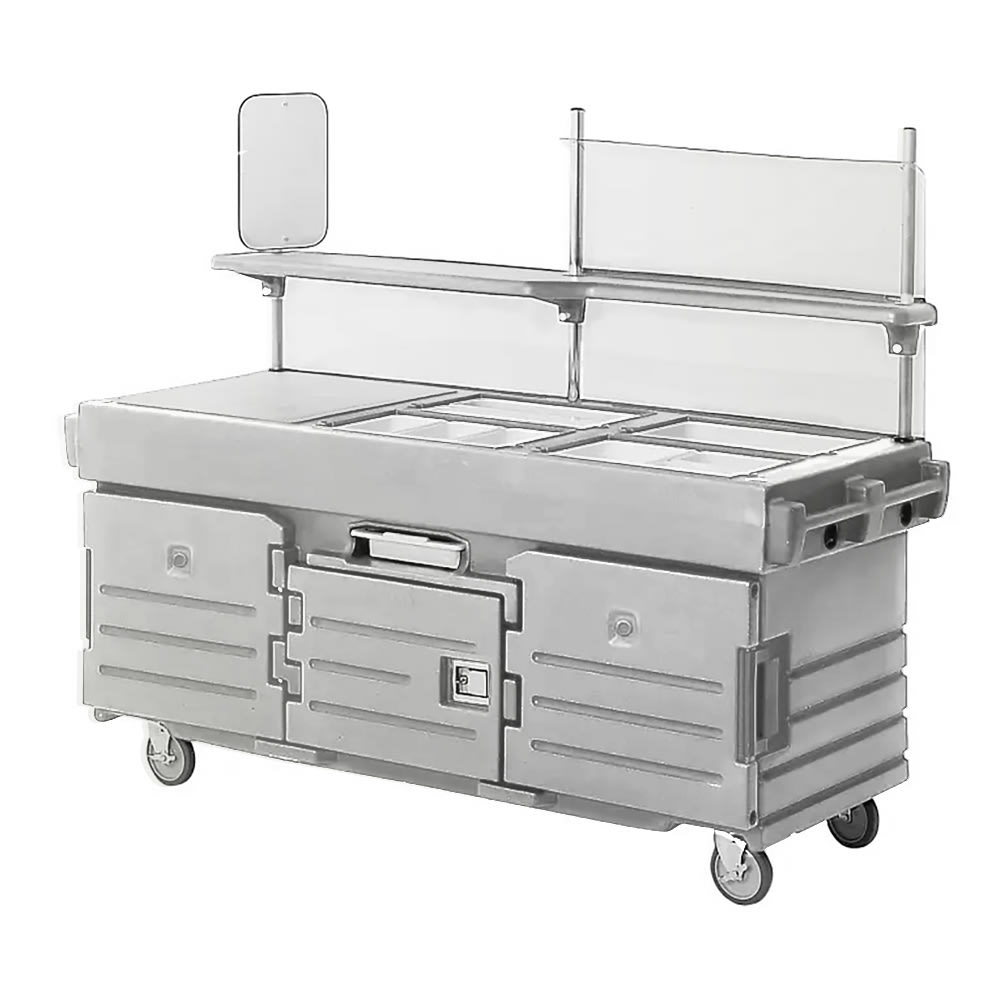 Cambro KVC854191 Kiosk Type Food Cart w/ Lockable Storage, 85 1/8"L x 33 1/2"W x 70 1/2"H, Gray