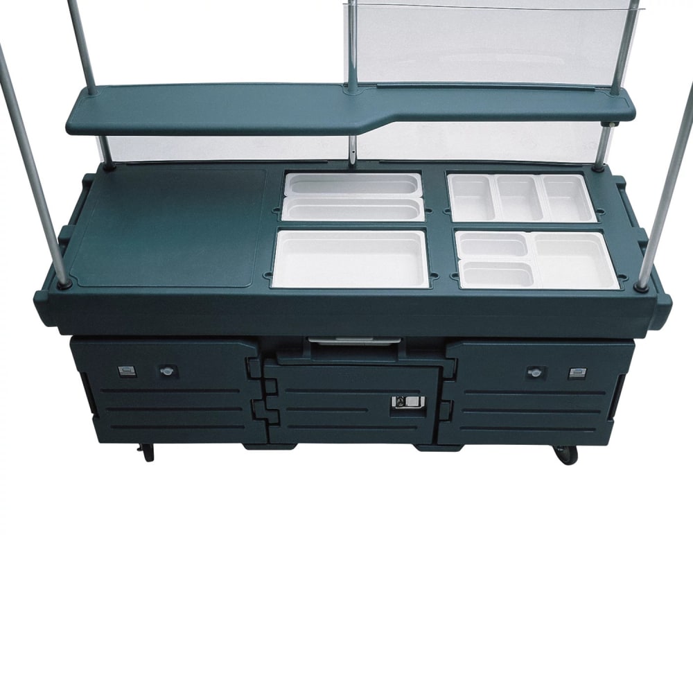 Cambro KVC854192 Kiosk Type Food Cart w/ Lockable Storage, 85 1/8"L x 33 1/2"W x 70 1/2"H, Green