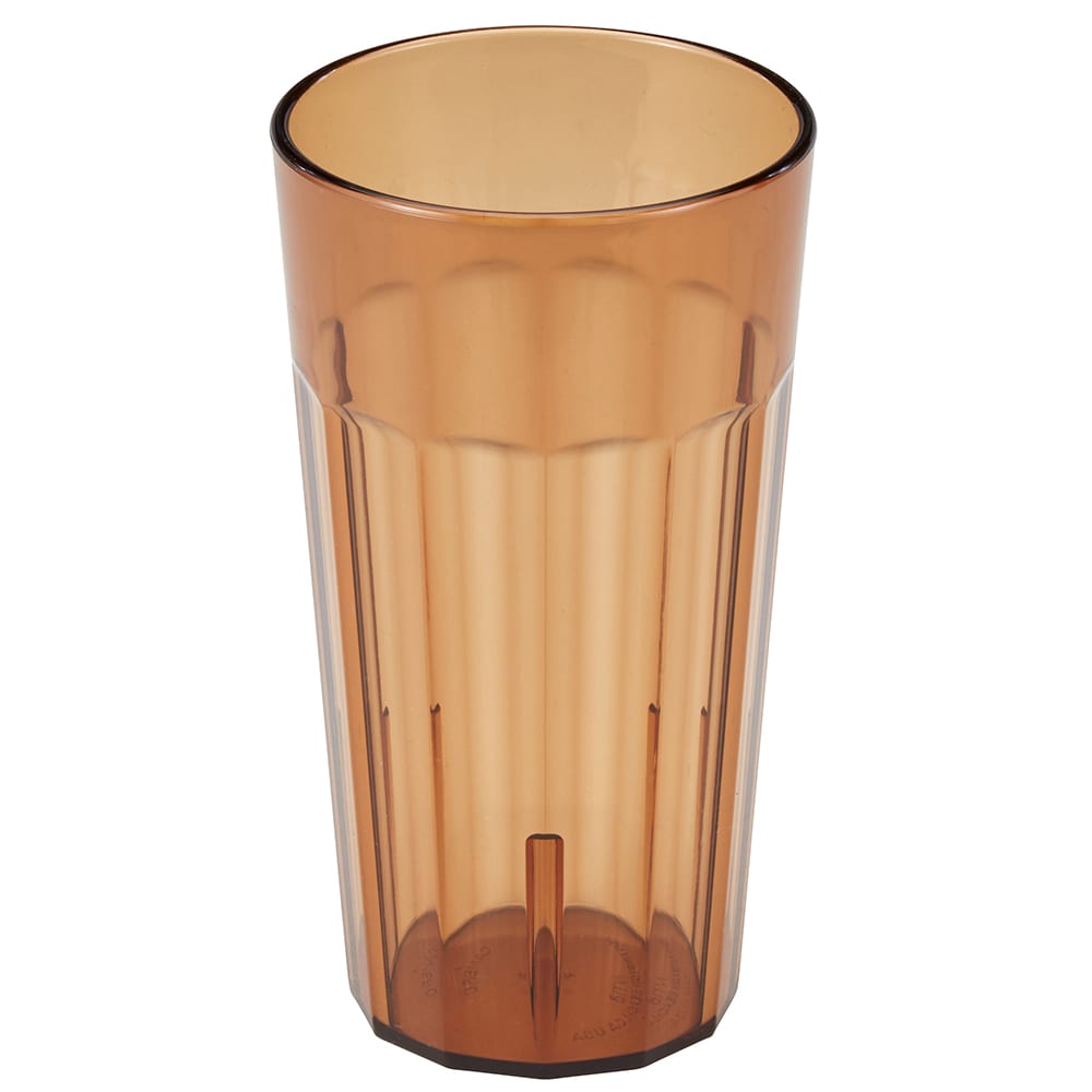 Cambro NT16153 16 2/5 oz Amber Fluted Plastic Tumbler