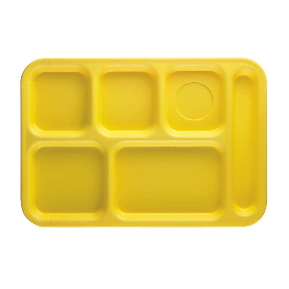 Cambro PS1014145 Plastic Rectangular Tray w/ (6) Compartments, 10" x 14 1/2", Yellow