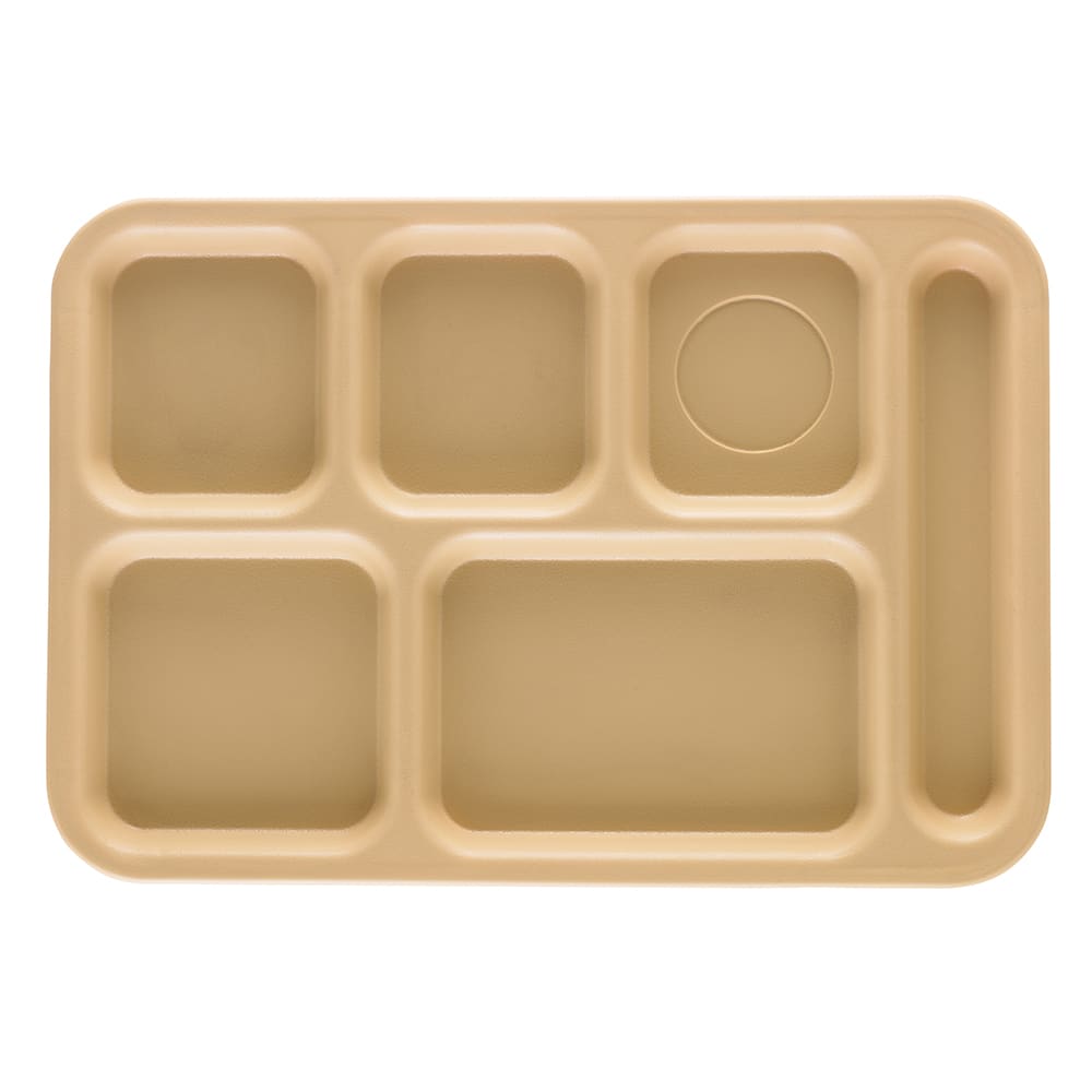 Cambro PS1014161 Plastic Rectangular Tray w/ (6) Compartments, 10" x 14 1/2", Tan