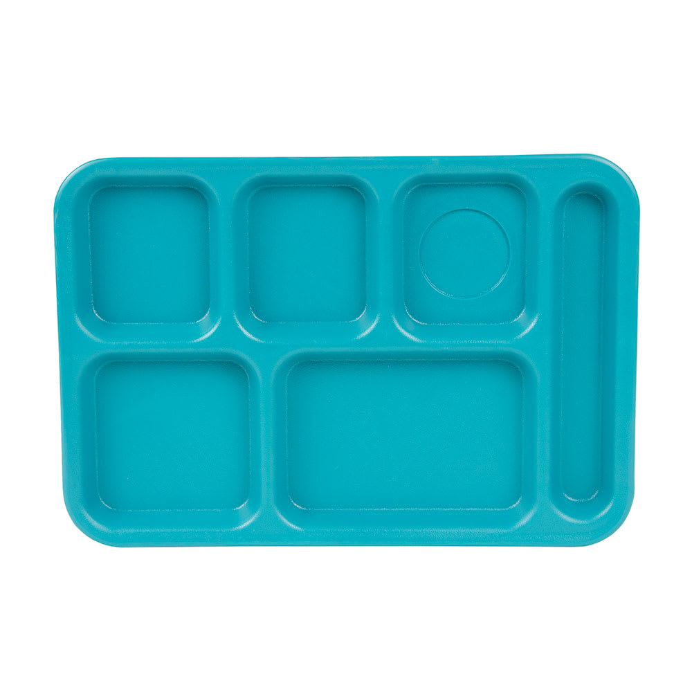 Cambro PS1014414 Plastic Rectangular Tray w/ (6) Compartments, 10" x 14 1/2", Teal