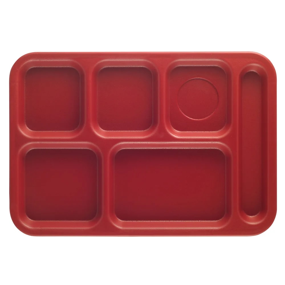 Cambro PS1014416 Plastic Rectangular Tray w/ (6) Compartments, 10" x 14 1/2", Cranberry