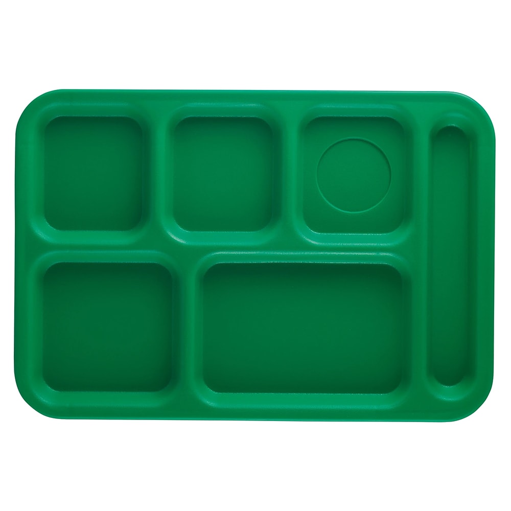 Cambro PS1014437 Plastic Rectangular Tray w/ (6) Compartments, 10" x 14 1/2", Grass Green