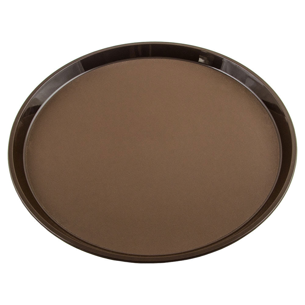 Cambro PT1400167 14" Round Polytread Tray - Brown