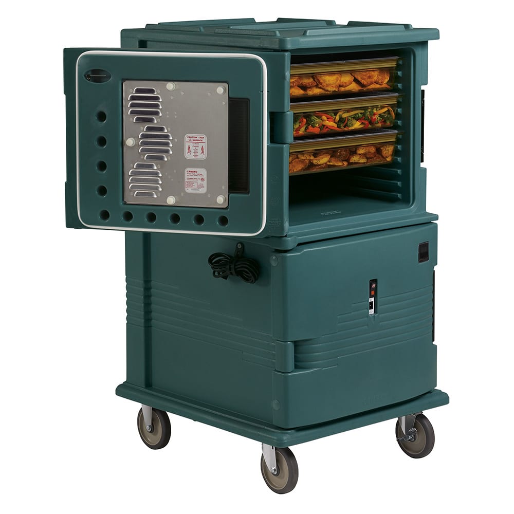 Cambro UPCH1600SP192 Ultra Camcart® Insulated Heated Food Carrier w/ (24) Pan Capacity - Granite Green, 110v